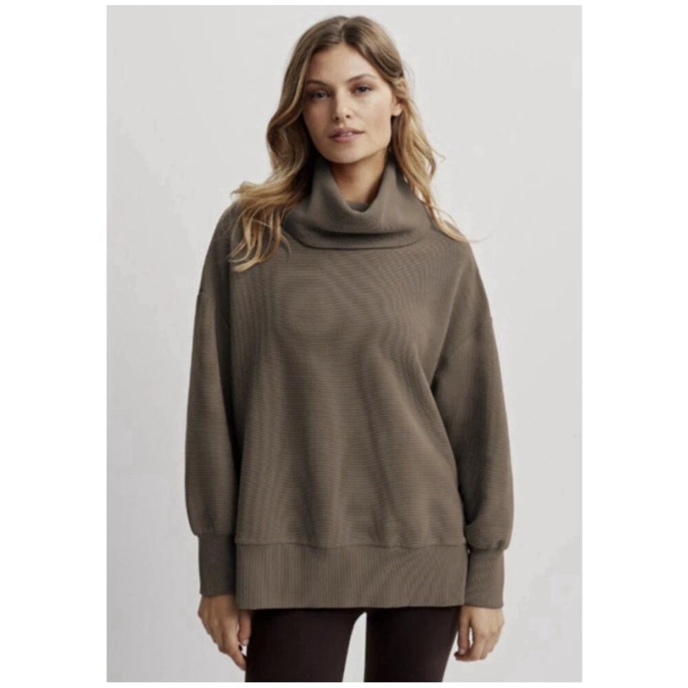 Varley Pullover Milton Ottoman Sweatshirt Womens Large Ribbed Funnel Neck Zipper